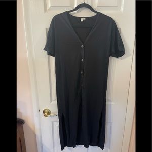 & Other Stories Black Cotton Midi Dress